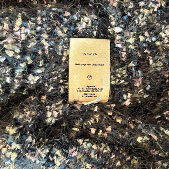 L'Agence Gray Multicolor Fringe Trim Long Sleeve Cardigan - Size M - Picture 6 of 6